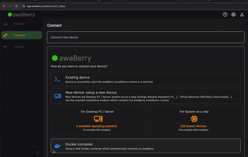 awaBerry Connect Web App