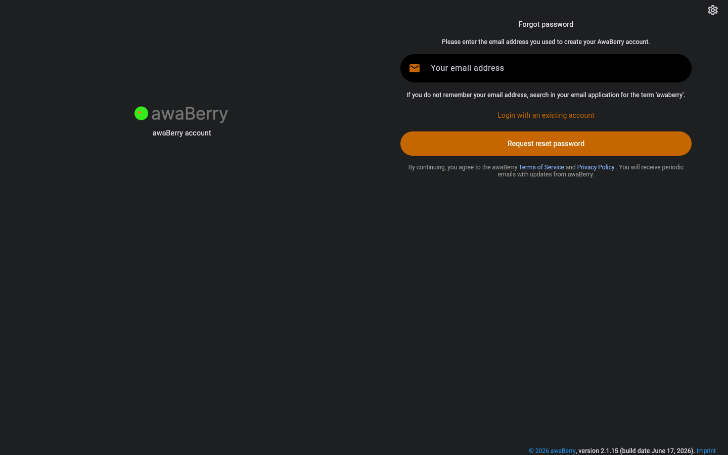 Forgot Password — initial state