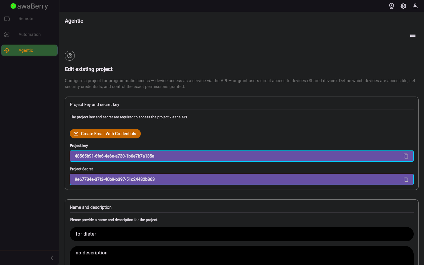Add or Update Agentic Project — initial state