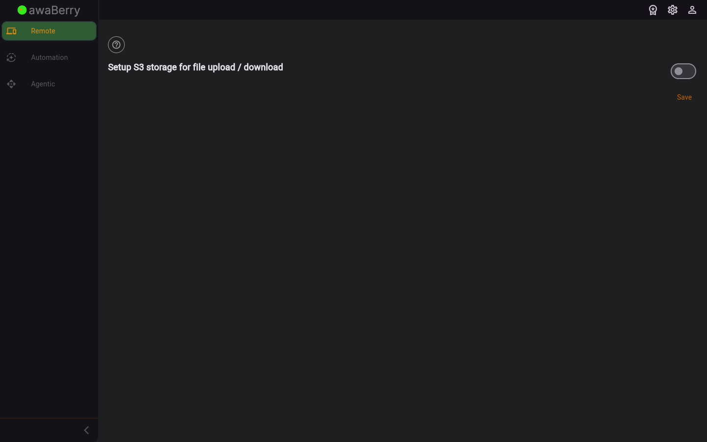 S3 Storage Configuration — initial state