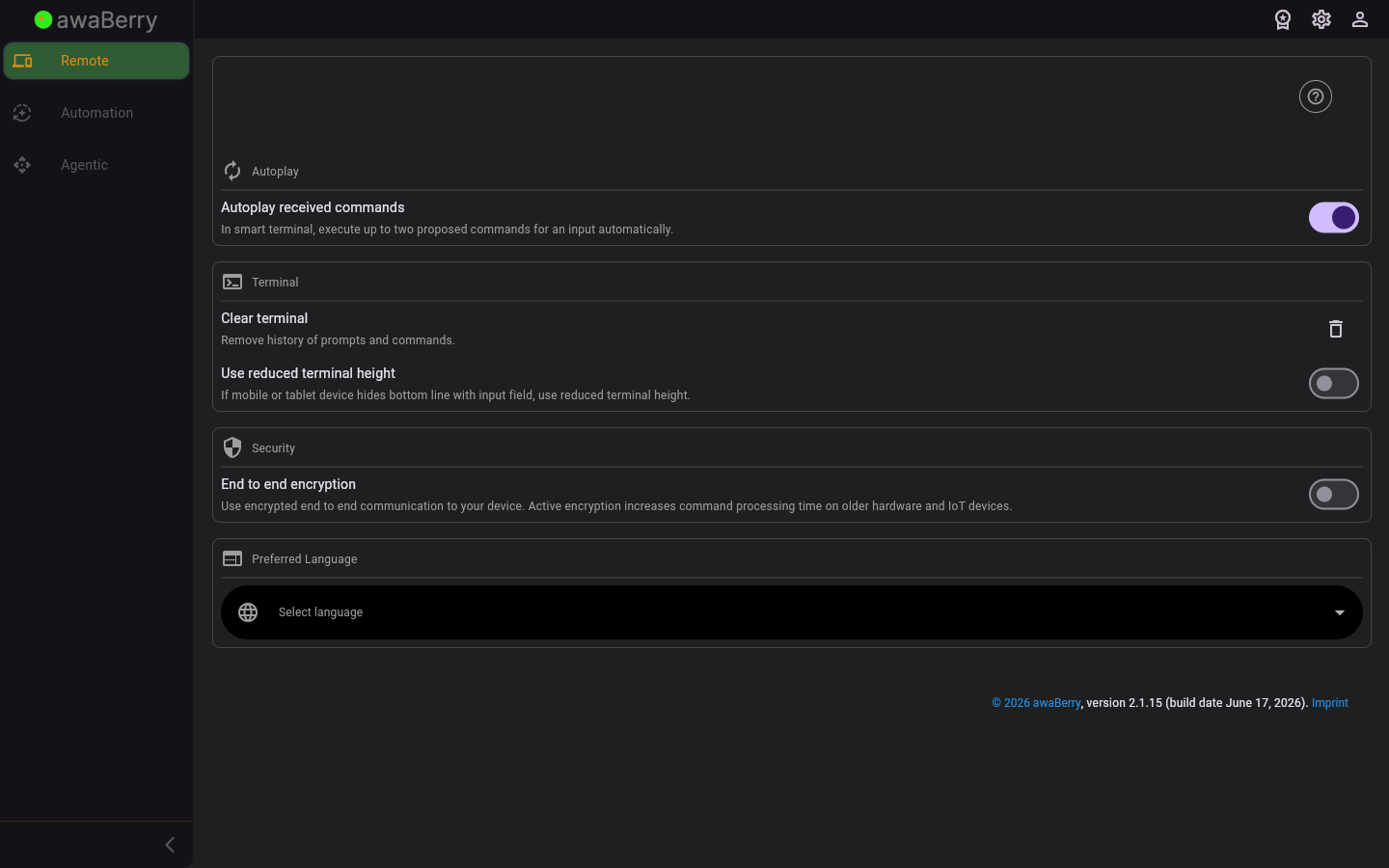 General Settings — initial state